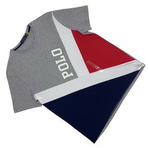 Polo Ralph Lauren NWT Heather Grey Colour-block Short Sleeve Tee, Large